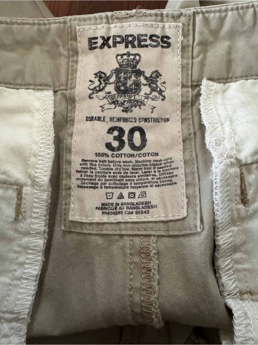 Express Men's Flat Front Shorts - Light Khaki